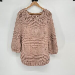 Chunky Knit Oversized‎ Balloon Sleeve Sweater Cottagecore Cozy Size M/L
